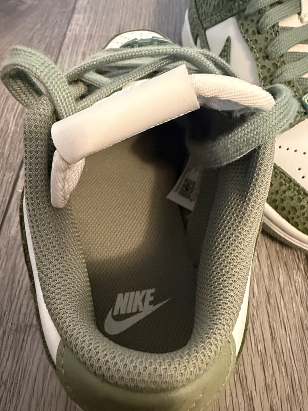 Womens Nike Dunk Low Safari in Oil Green and White Sneakers - Picture 3 of 5